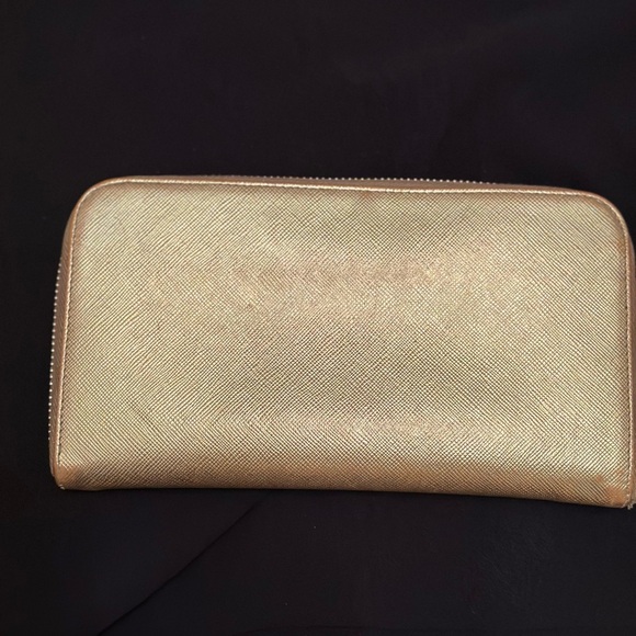 Prada Gold Saffiano Zip Wallet - Picture 7 of 13